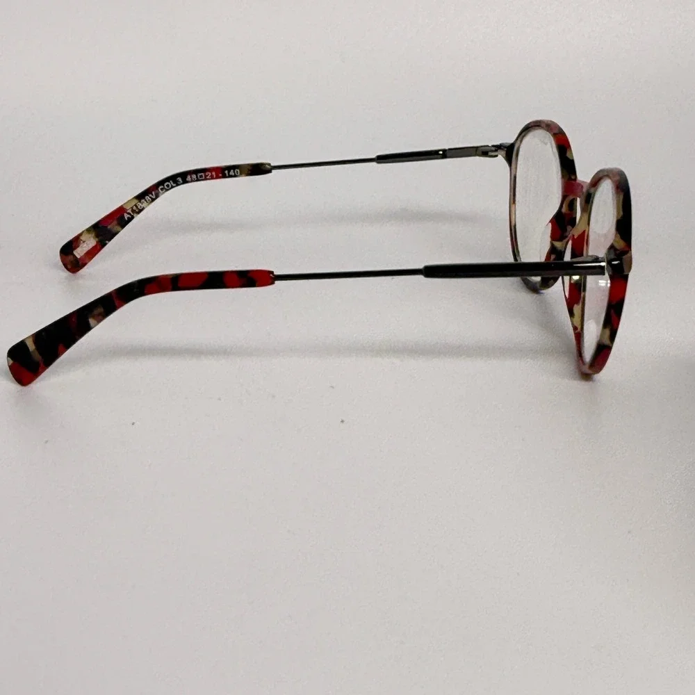 Nau AT1838V Round Eyeglasses Red Tortoise‎ Shell Full Rim Frame 48-21-140 COL 3